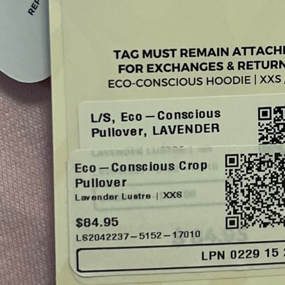 fabletics eco conscious crop sweatshirt lavender sz XXS - Picture 3 of 5